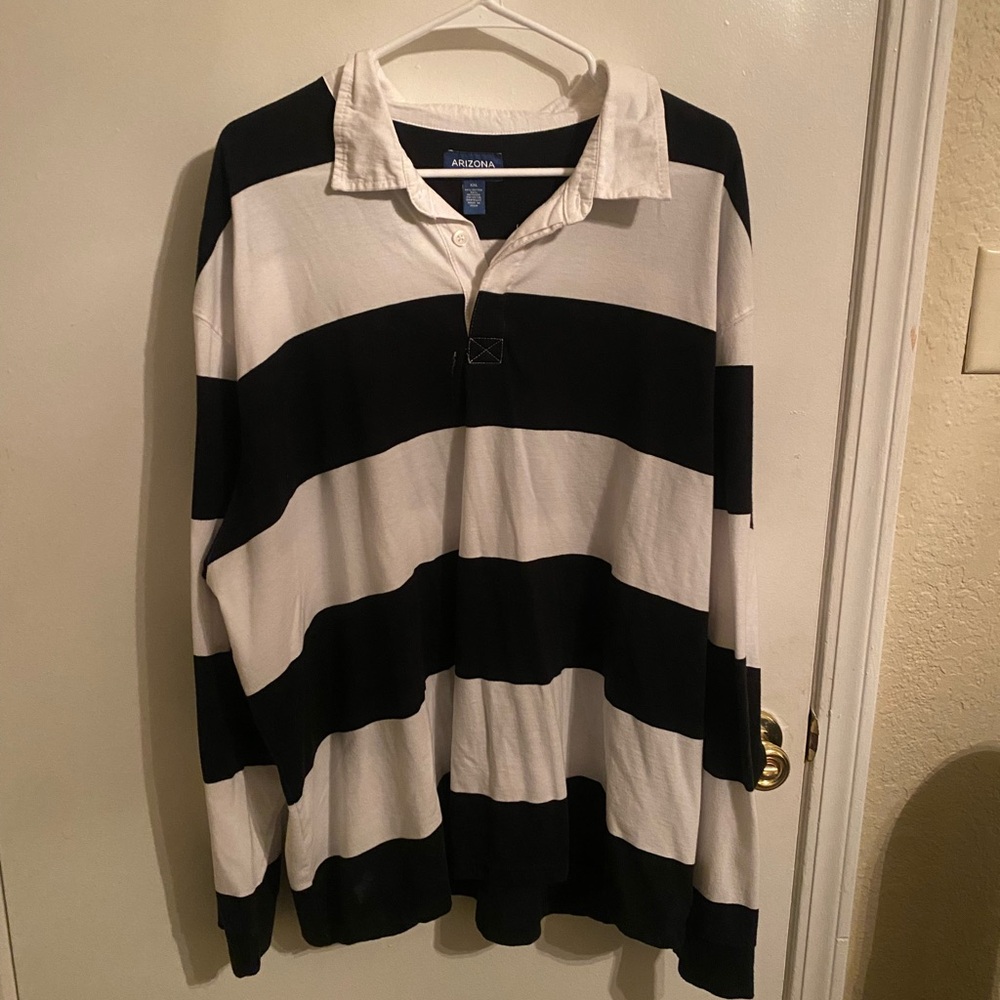 Arizona Jean Company Black and White Striped Men's Shirt